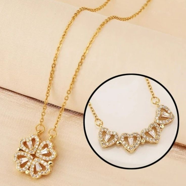 COLLAR TREBOL CORAZON (CON CAJA DE REGALO)