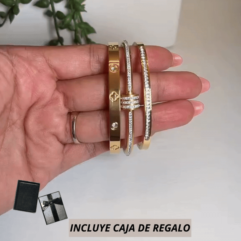 SET BRAZALETES ELEGANTE (CAJA DE REGALO)