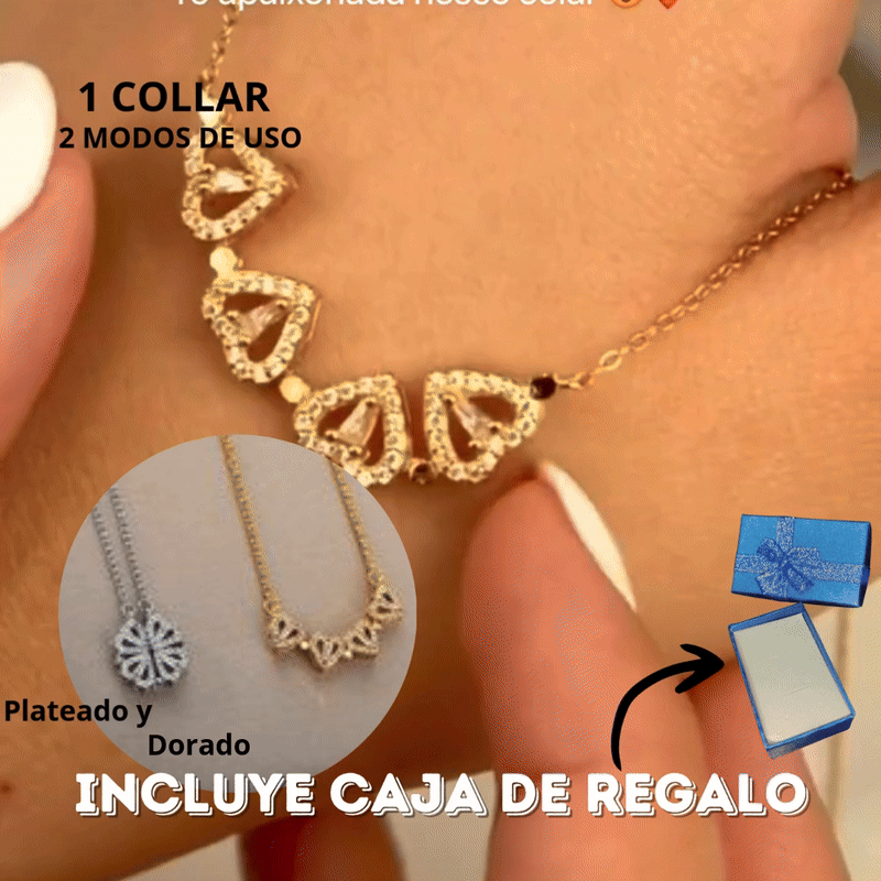 COLLAR TREBOL CORAZON (CON CAJA DE REGALO)