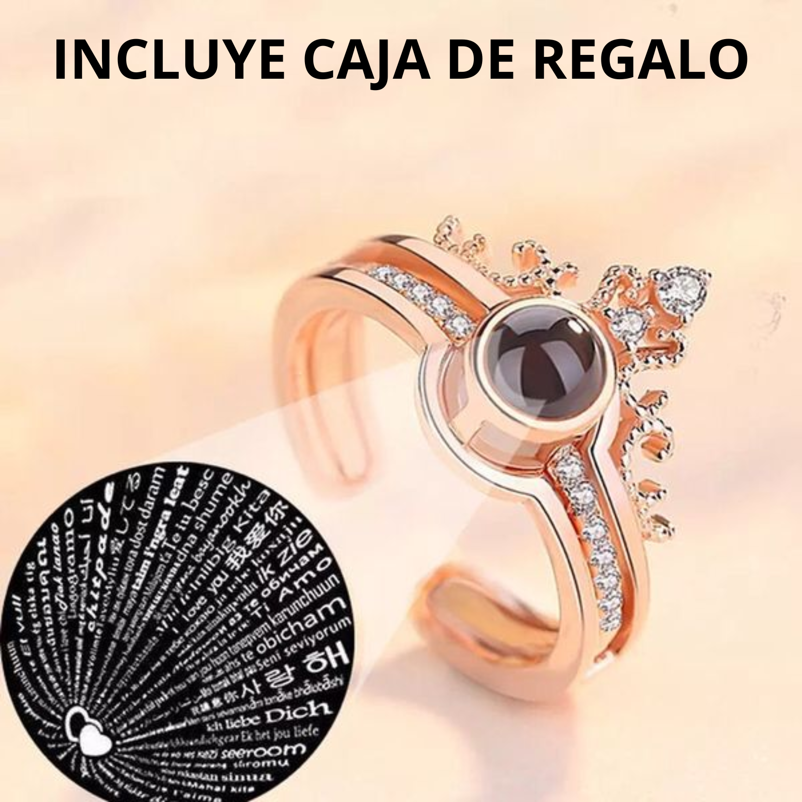 ANILLO TE AMO EN 100 IDIOMAS (CAJA DE REGALO)