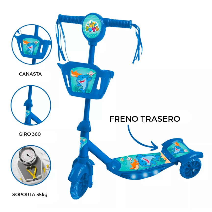 SCOOTER CON CANASTA, SONIDO Y LUCES